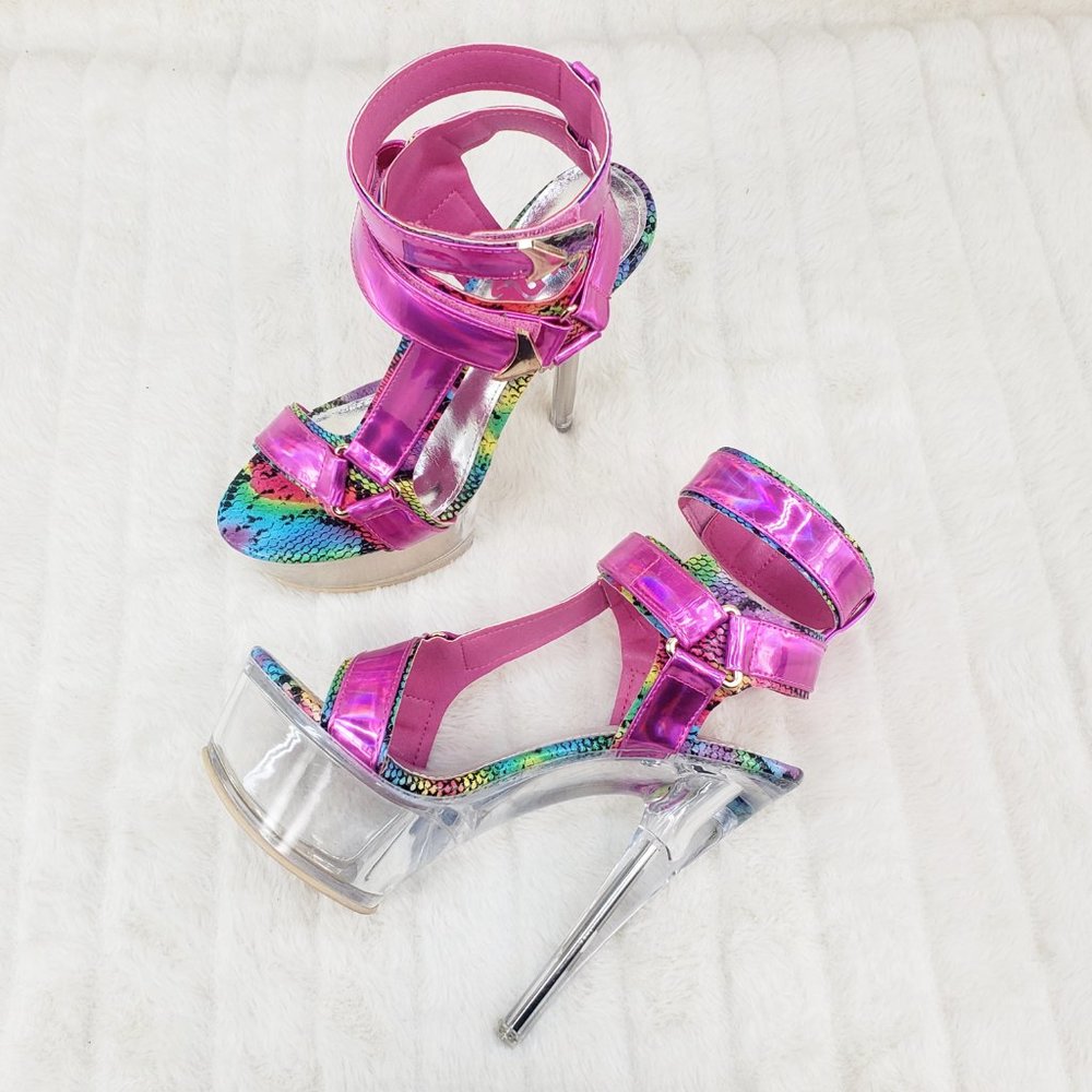 Vibrant Pink Multi-Color Women's Heels - Picture 5 of 16